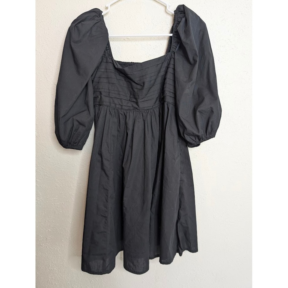 Abercrombie & Fitch Womens Puff Sleeve Mini Dress Black Square Neck Emerson S